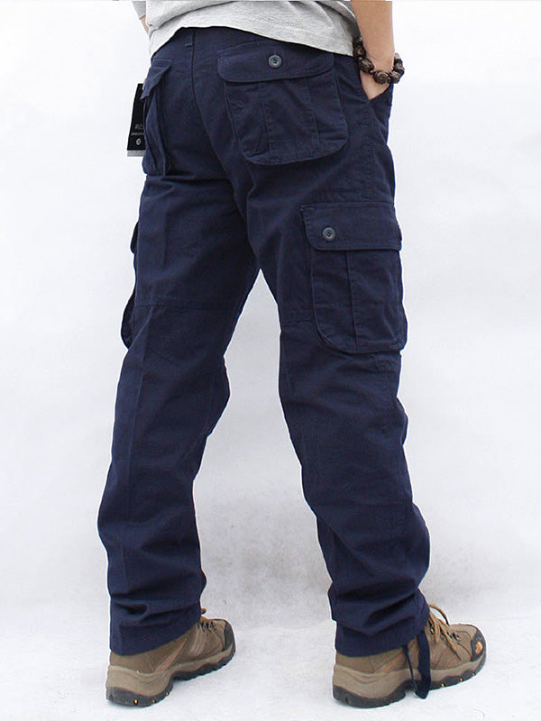 Men's Casual Straight Cargo Pants with 6 Pockets