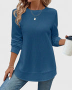 Women's Chic Side Slit Top Blue