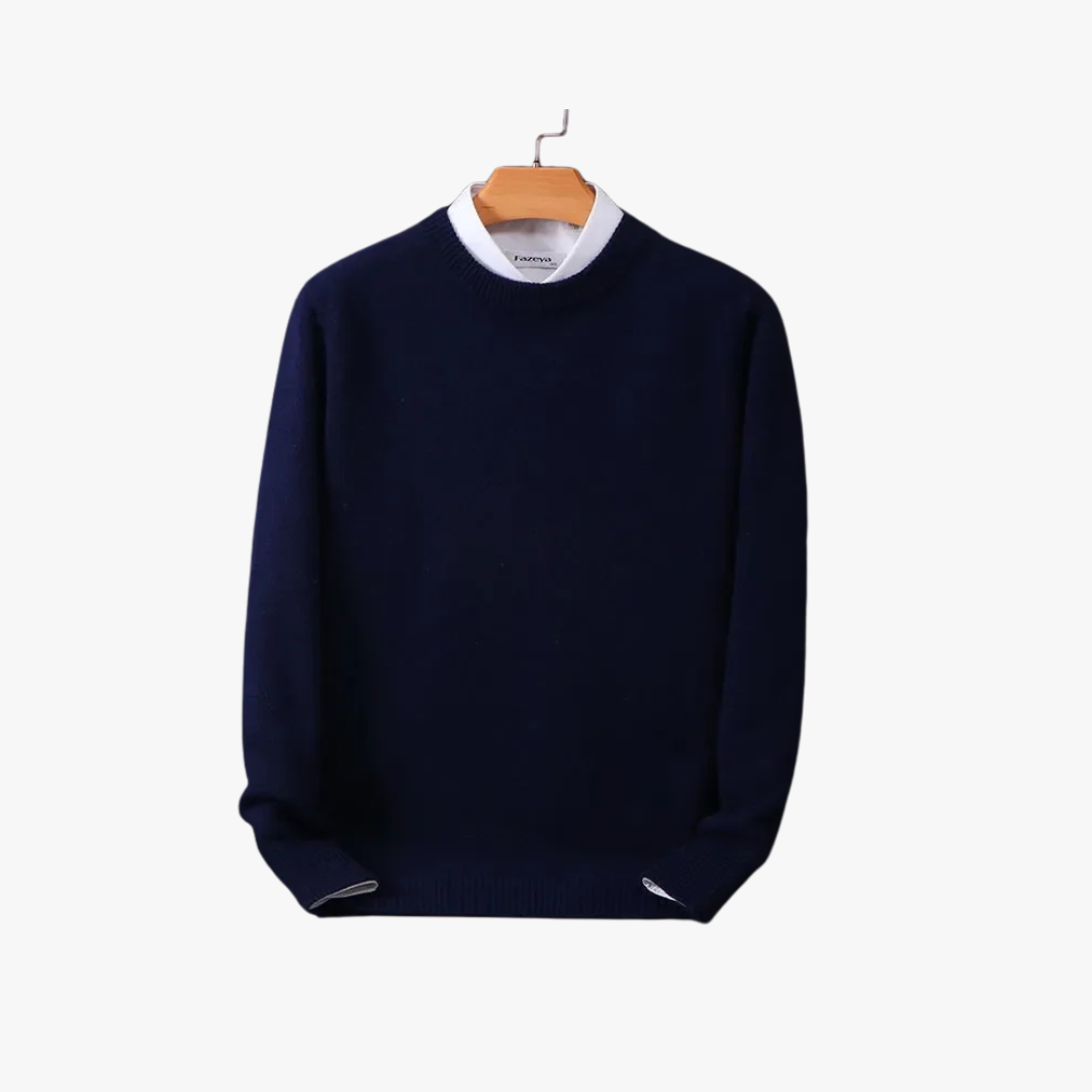 Men's Cozy Cashmere Loose Fit Sweater - Soft Knit for Everyday Warmth Navy Blue