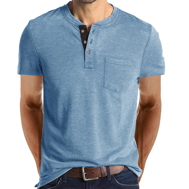 Men's Casual Short Sleeve Pocket Henley T-Shirt