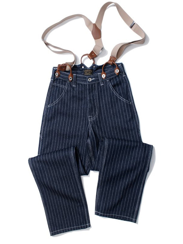 Men's Vintage Striped Straight Denim Suspender Overalls