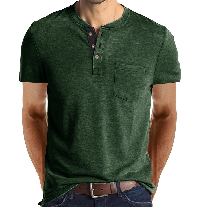 Men's Casual Short Sleeve Pocket Henley T-Shirt