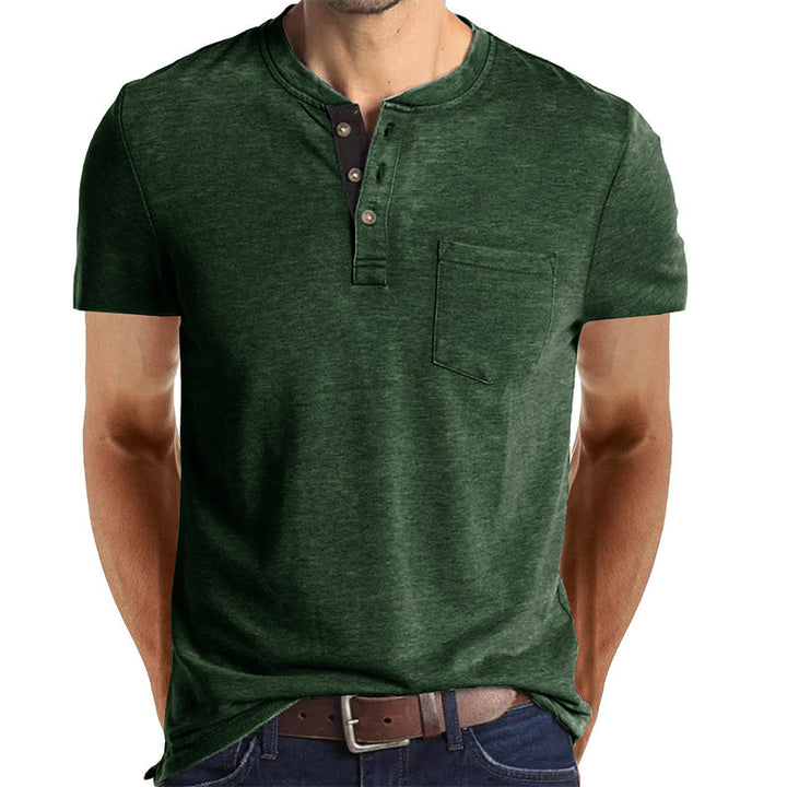 Men's Casual Short Sleeve Pocket Henley T-Shirt