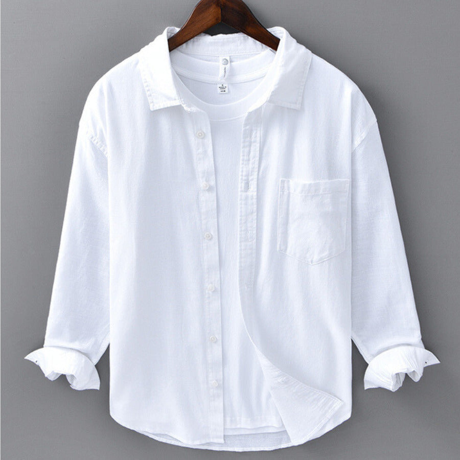 Men's Casual Button-Up Shirt White