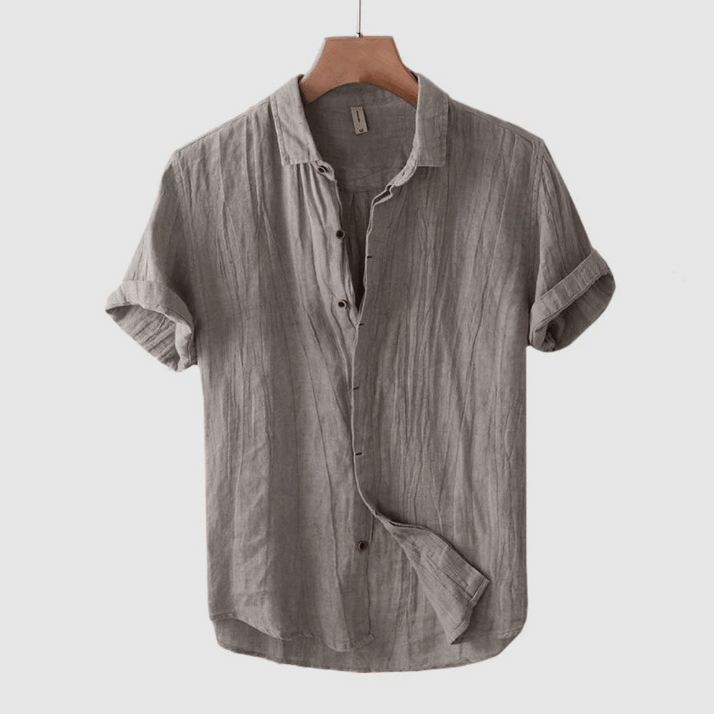 Mens Linen Shirt Breathable Lightweight Casual Everyday Grey