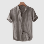 Mens Linen Shirt Breathable Lightweight Casual Everyday Grey