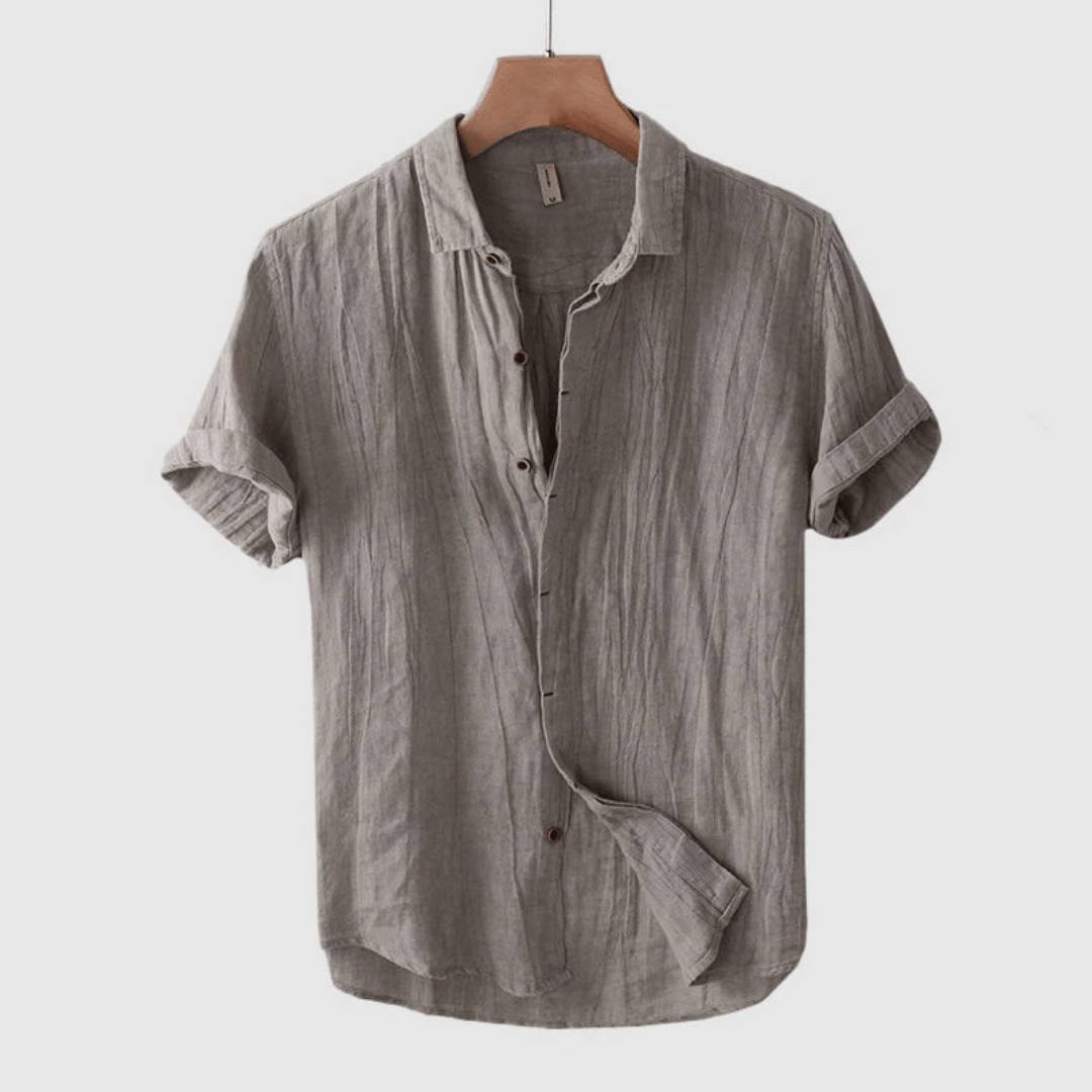 Mens Linen Shirt Breathable Lightweight Casual Everyday Grey