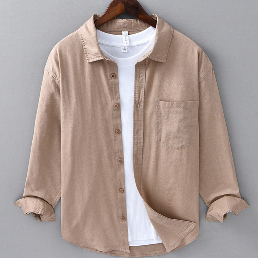 Men's Casual Button-Up Shirt Camel
