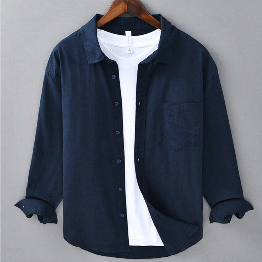 Men's Casual Button-Up Shirt Navy Blue