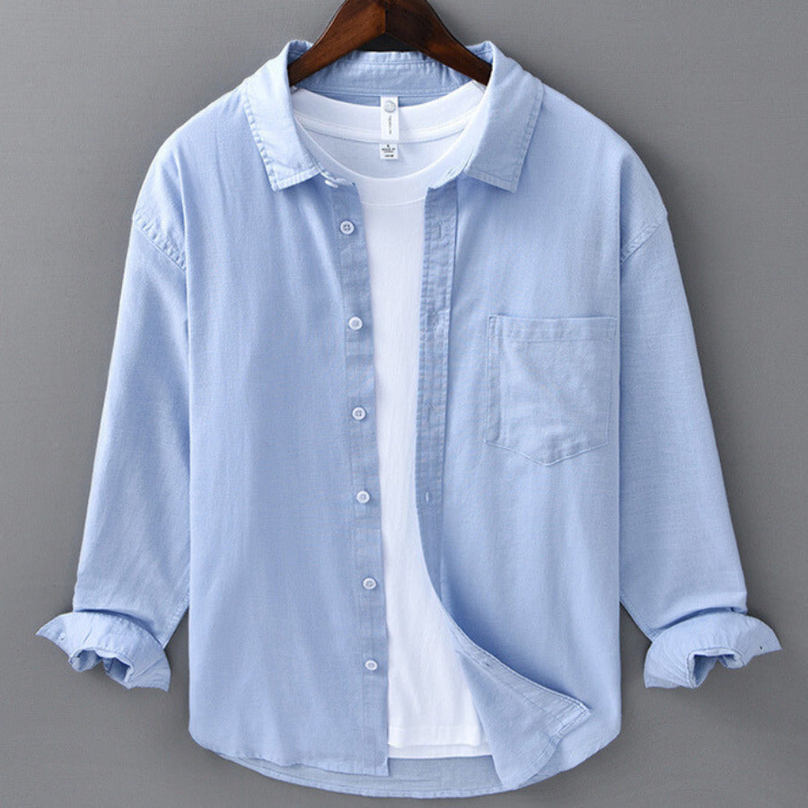 Men's Casual Button-Up Shirt Blue