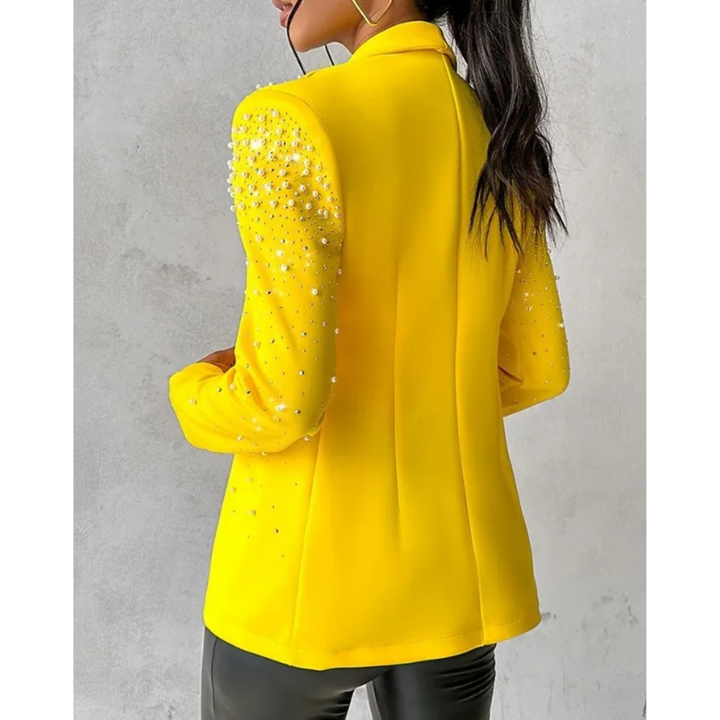 Women's Pearl-Embellished Tailored Blazer-MODAUTLET
