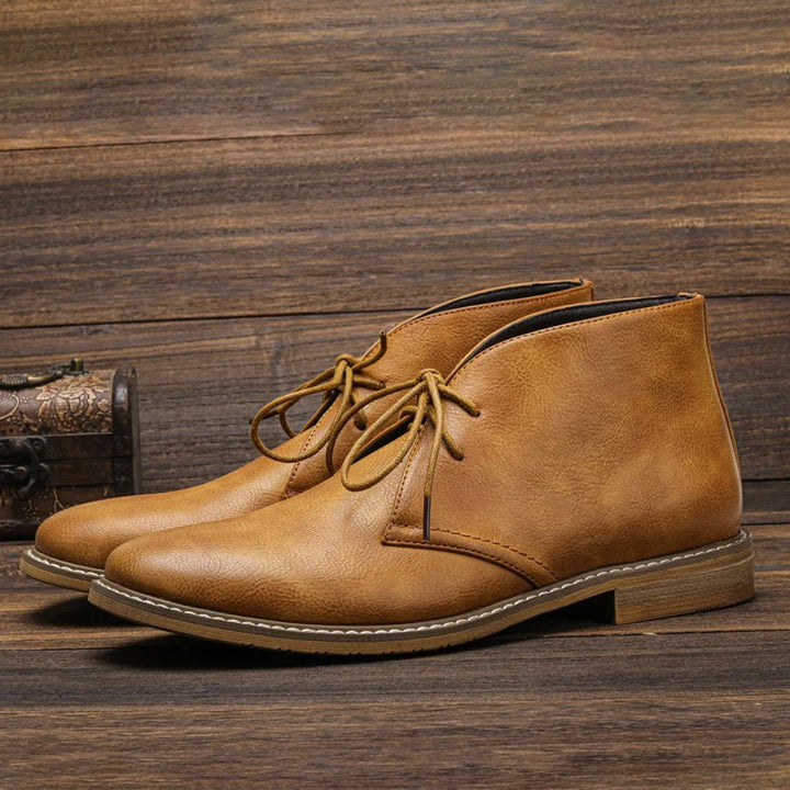 Men's Retro Leather Chukka Boots-MODAUTLET