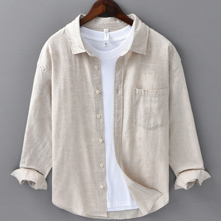 Men's Casual Button-Up Shirt Beige