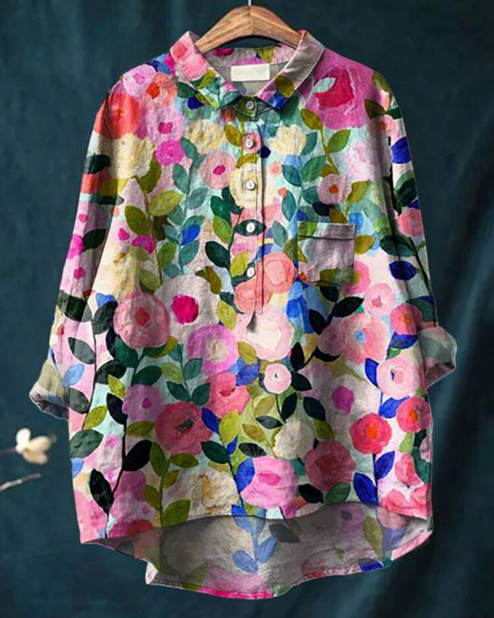 Women's Floral Vintage French Blouse-MODAUTLET