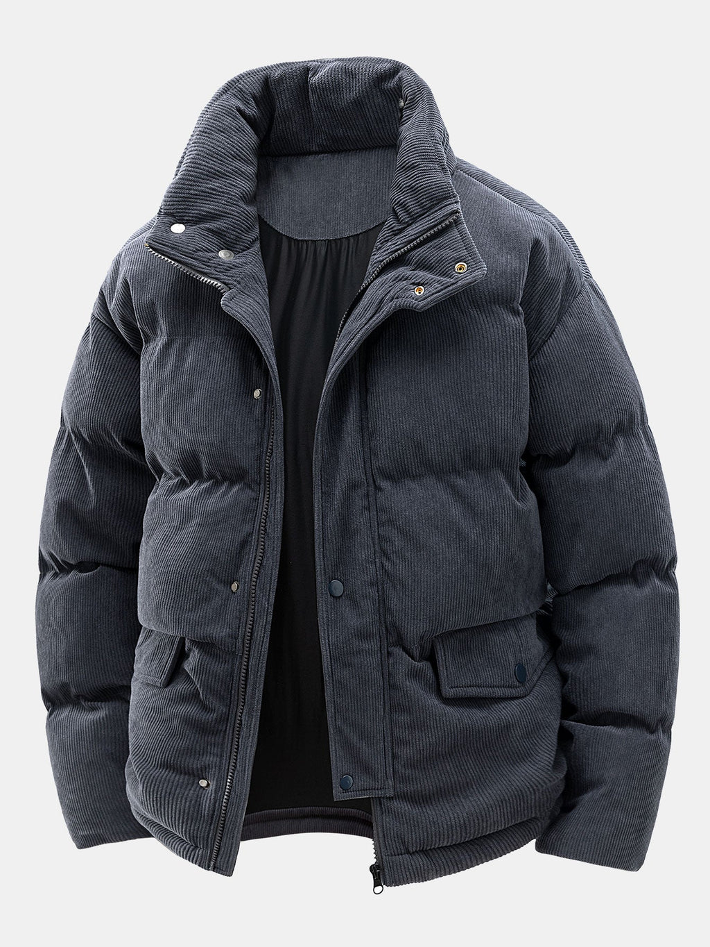 Stylish Corduroy Puffer Jacket Gray