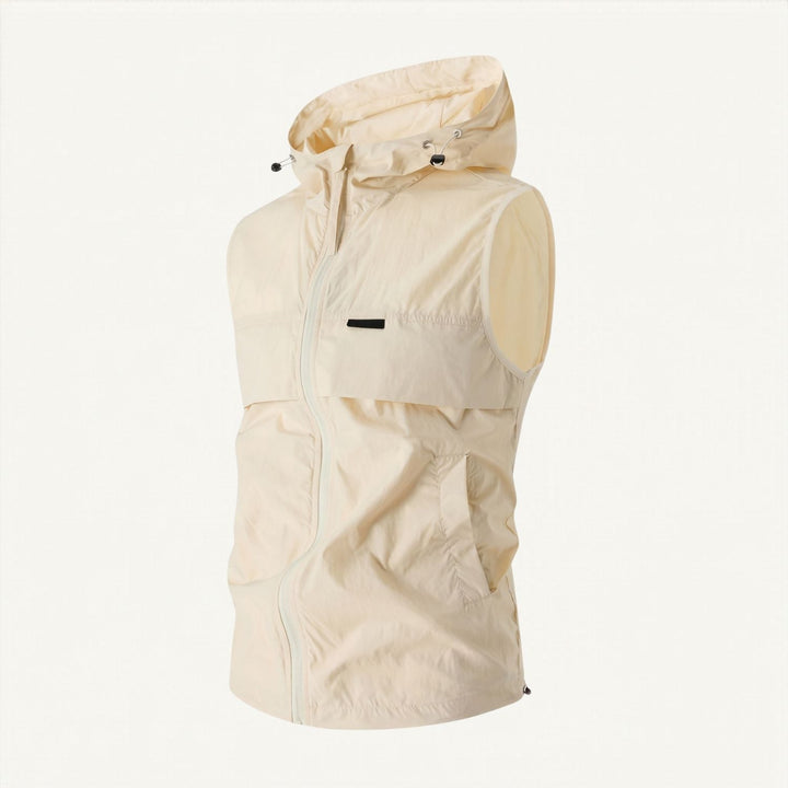 Chaleco cortavientos ligero con capucha para hombre, para pesca y senderismo