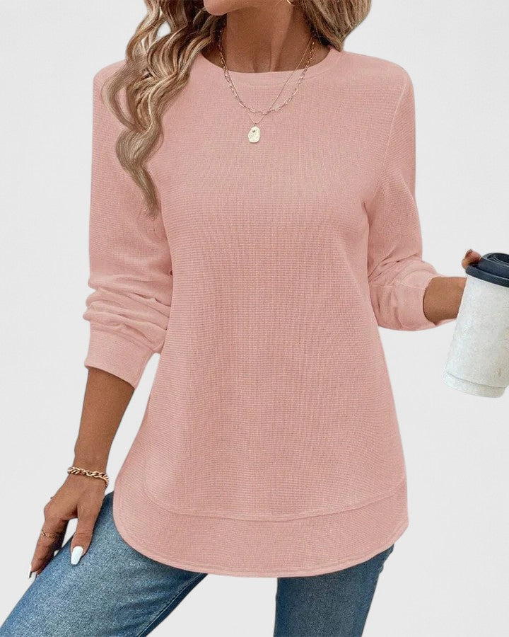 Women's Chic Side Slit Top Pink