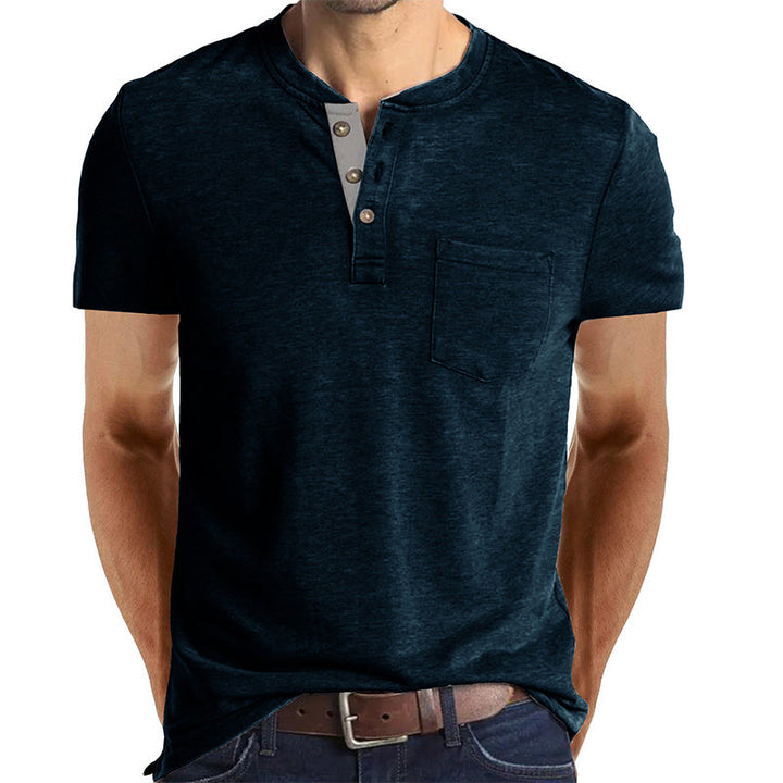 Men's Casual Short Sleeve Pocket Henley T-Shirt