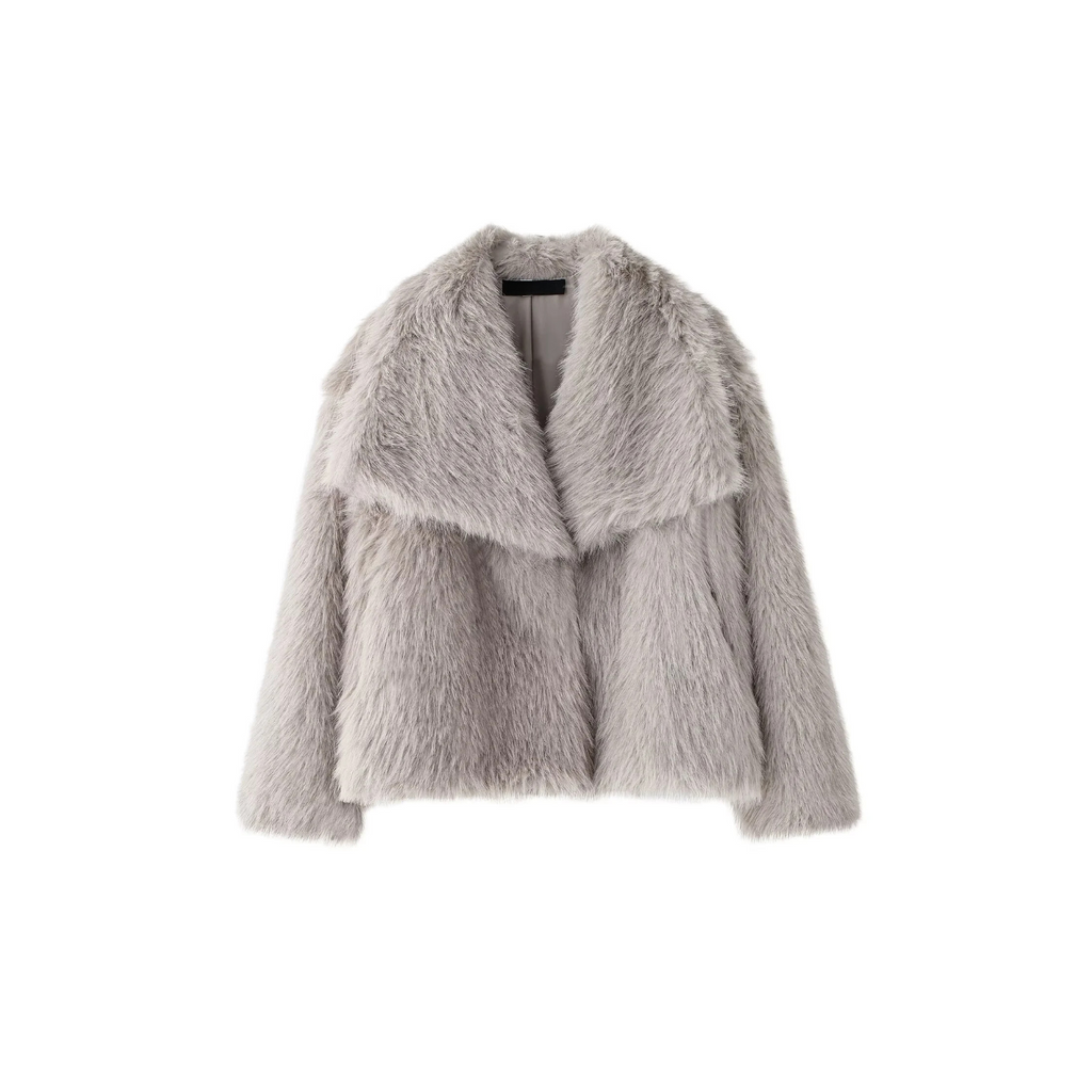 Faux Fur Jacket for Women Griege
