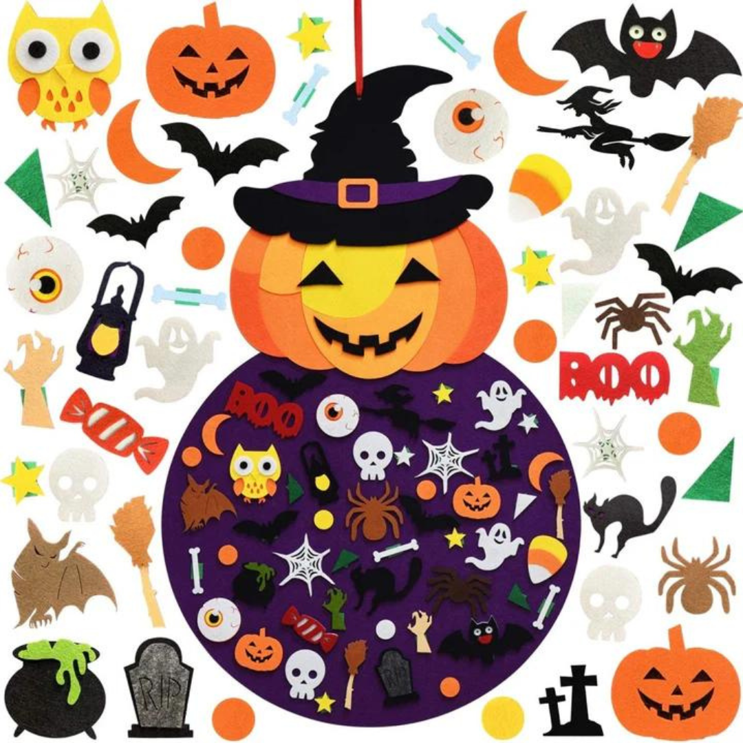 Halloweens filtavle med over 50 dele og vægophæng til børn