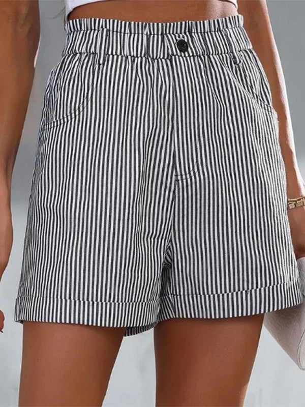 Women's Casual Cuffed Comfy Striped Shorts
