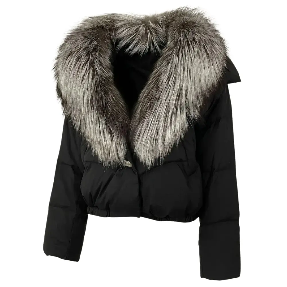 Women's Puffer Jacket - Stylish & Warm Outerwear Black Silver