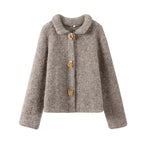 Women's Cozy Cropped Collared Cardigan – Stylish Comfort Gray