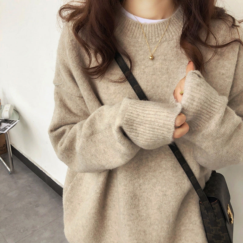 Women's Oversized Relaxed Fit Sweater Beige One size
