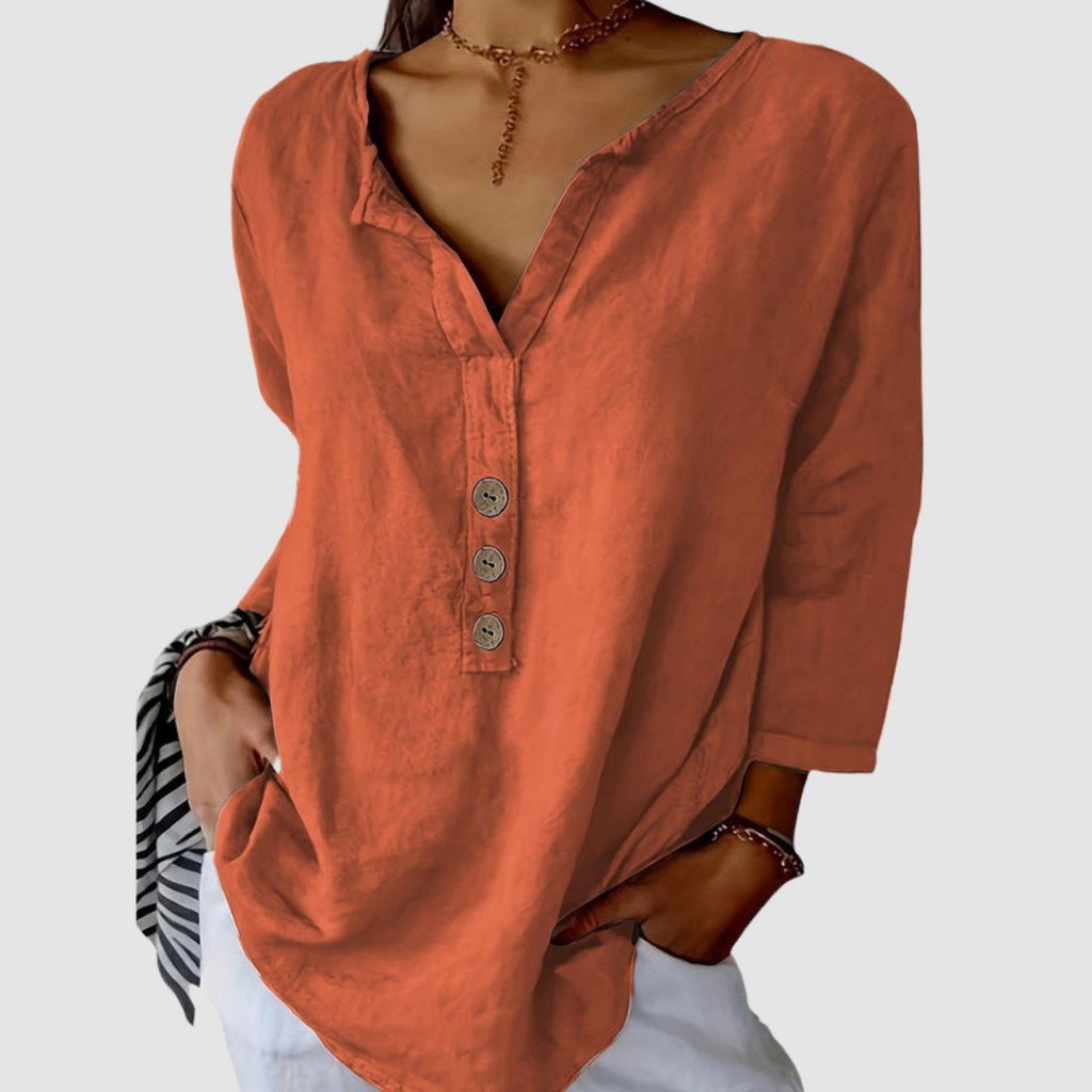 Women's Elegant Button Blouse Red