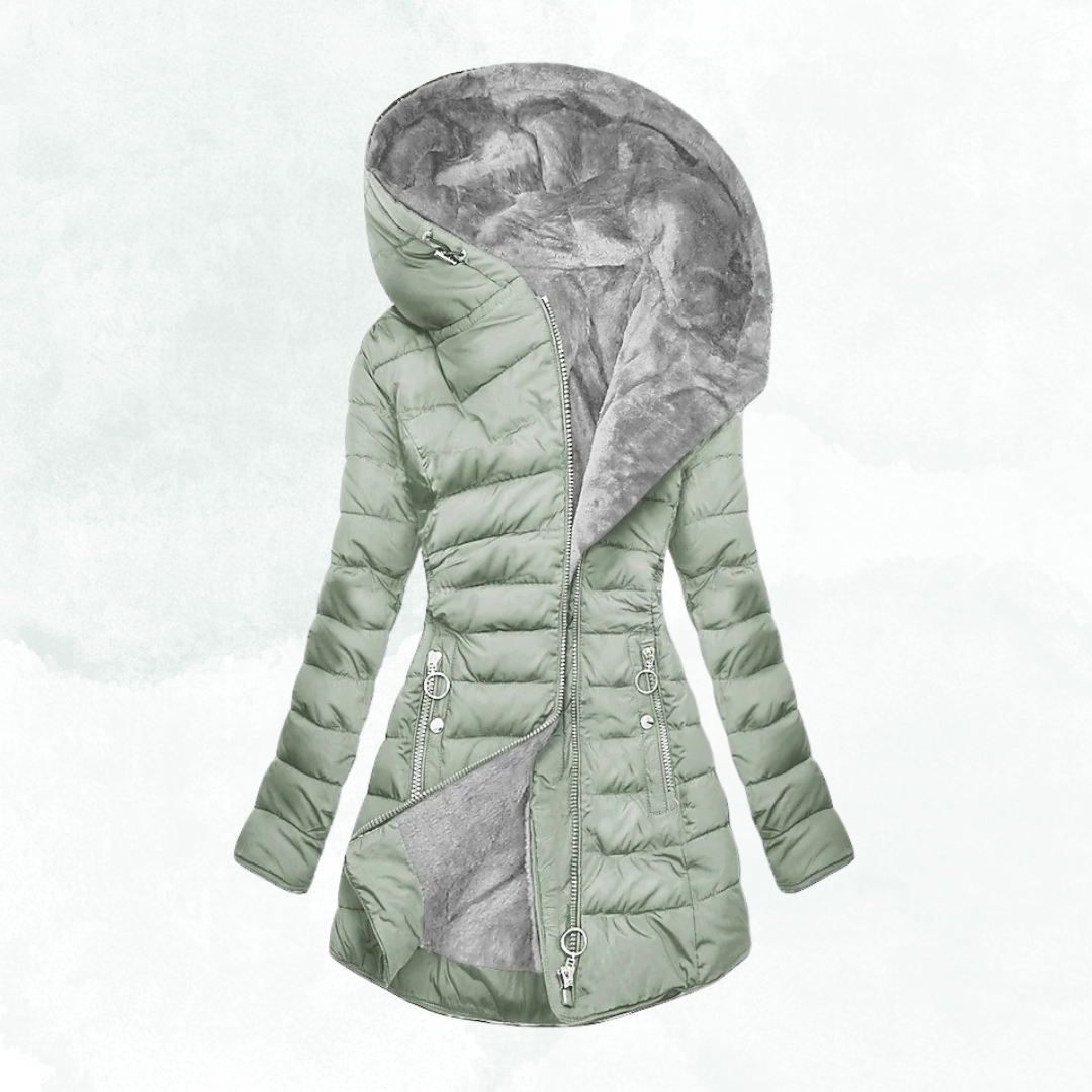Women's Hooded Quilted Long Coat