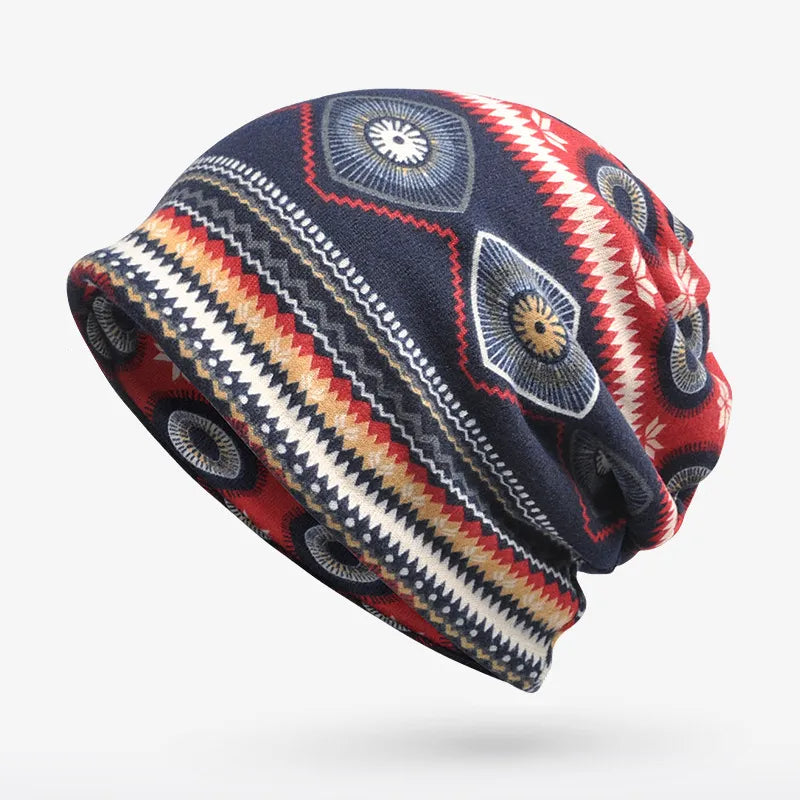 Slouchy Geometric Print Beanie for Women – Cozy Casual Style-MODAUTLET