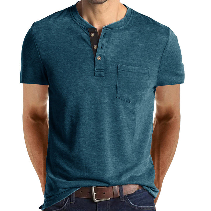 Men's Casual Short Sleeve Pocket Henley T-Shirt