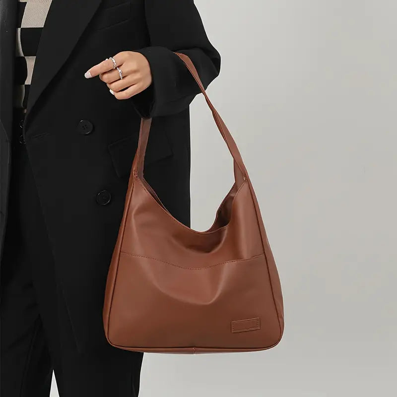 Vegan Leather Hobo Bag With Spacious Interior For Everyday-MODAUTLET