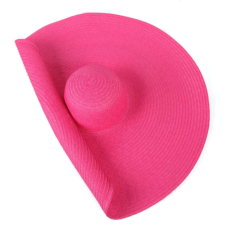Sombrero de playa de paja con ala ancha extragrande para mujer - Protección UV