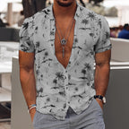 Men's 3D Printed Short Sleeve Lapel Shirt