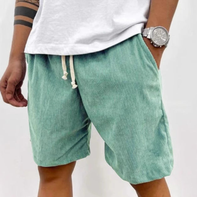 Men's Corduroy Drawstring Shorts Relaxed Fit Casual Light Green