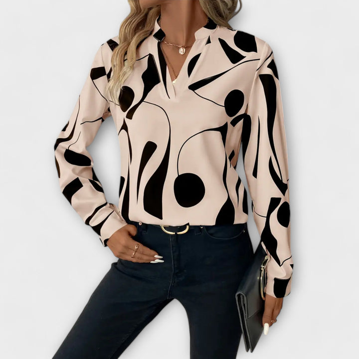 Women's Elegant V-Neck Blouse-MODAUTLET