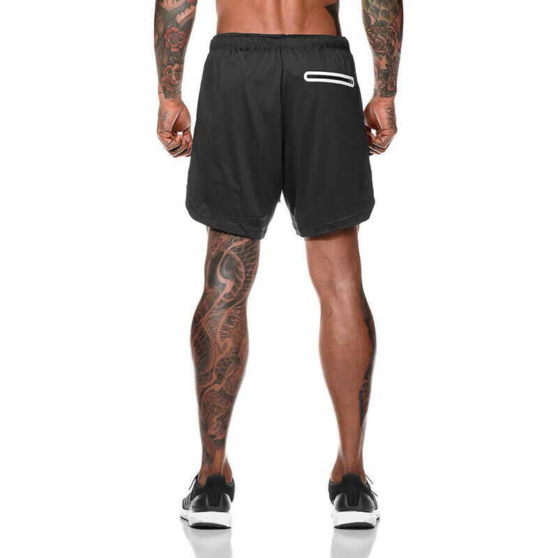 Mens Quick Dry 2 In 1 Running Shorts With Phone Pocket