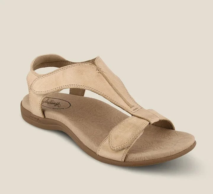 Adjustable Leather Orthopedic Sandals With Arch Support Beige