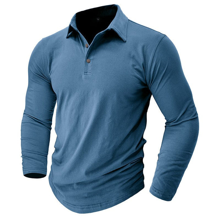 Men's Muscle Fit Long Sleeve Polo Shirt-MODAUTLET