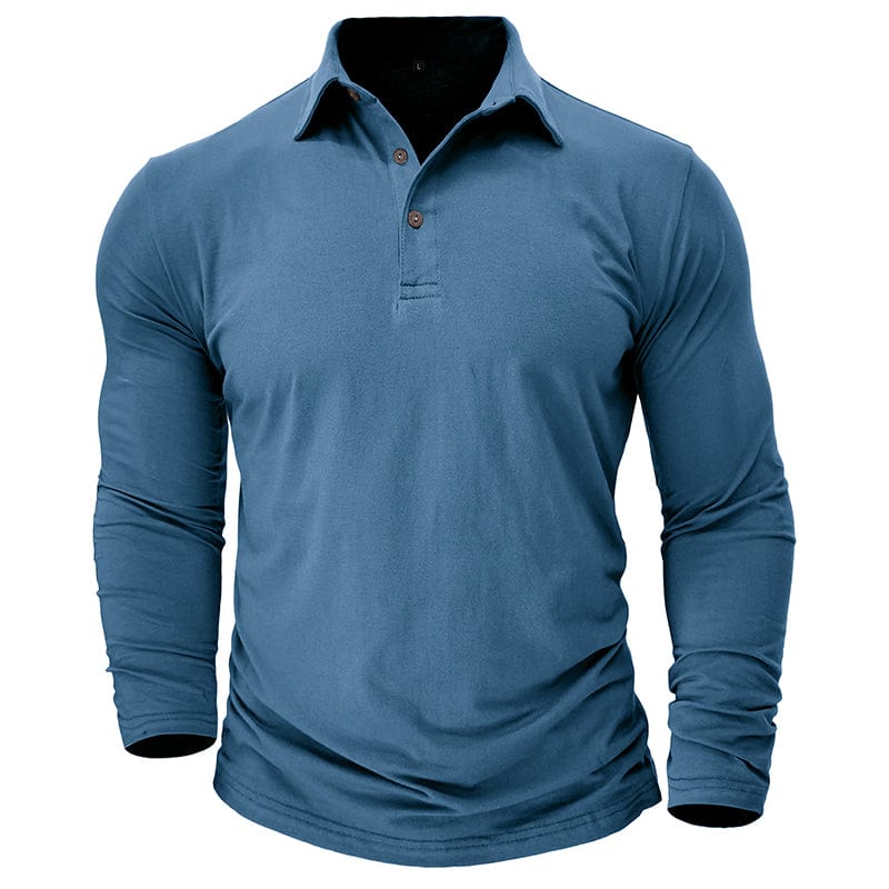 Men's Muscle Fit Long Sleeve Polo Shirt-MODAUTLET
