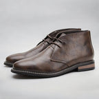 Men's Retro Leather Chukka Boots Dark Brown