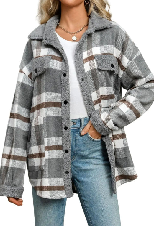 Women's Cozy Plaid Fleece Jacket