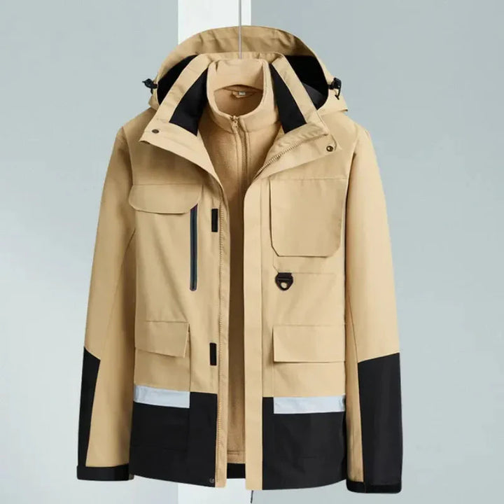 2-in-1 Waterproof Winter Jacket for All-Weather Protection Khaki