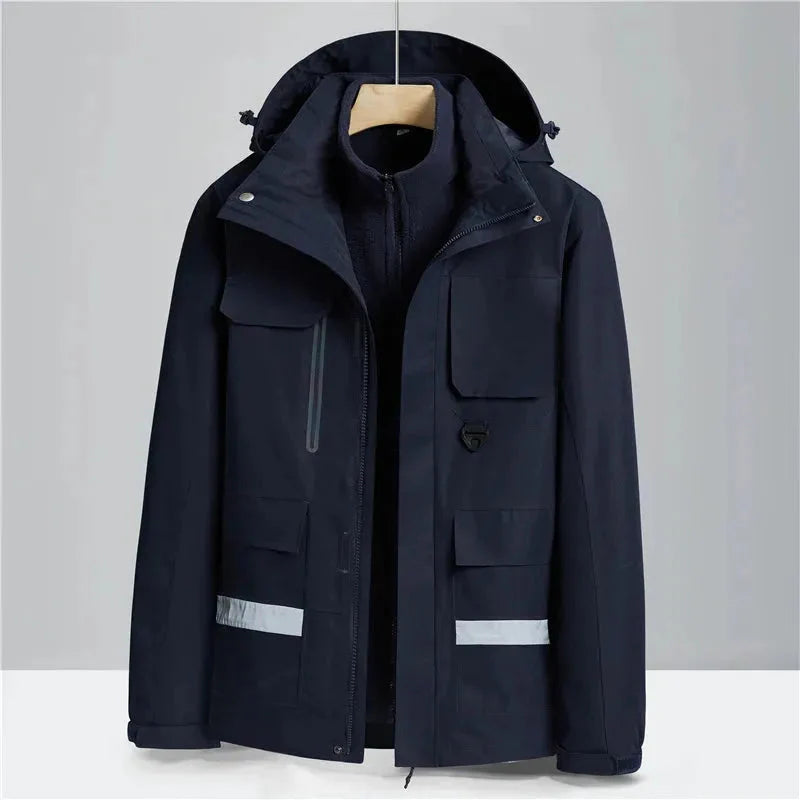 2-in-1 Waterproof Winter Jacket for All-Weather Protection Dark Blue