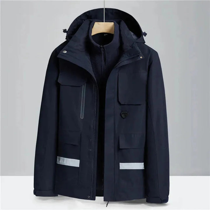 2-in-1 Waterproof Winter Jacket for All-Weather Protection Dark Blue