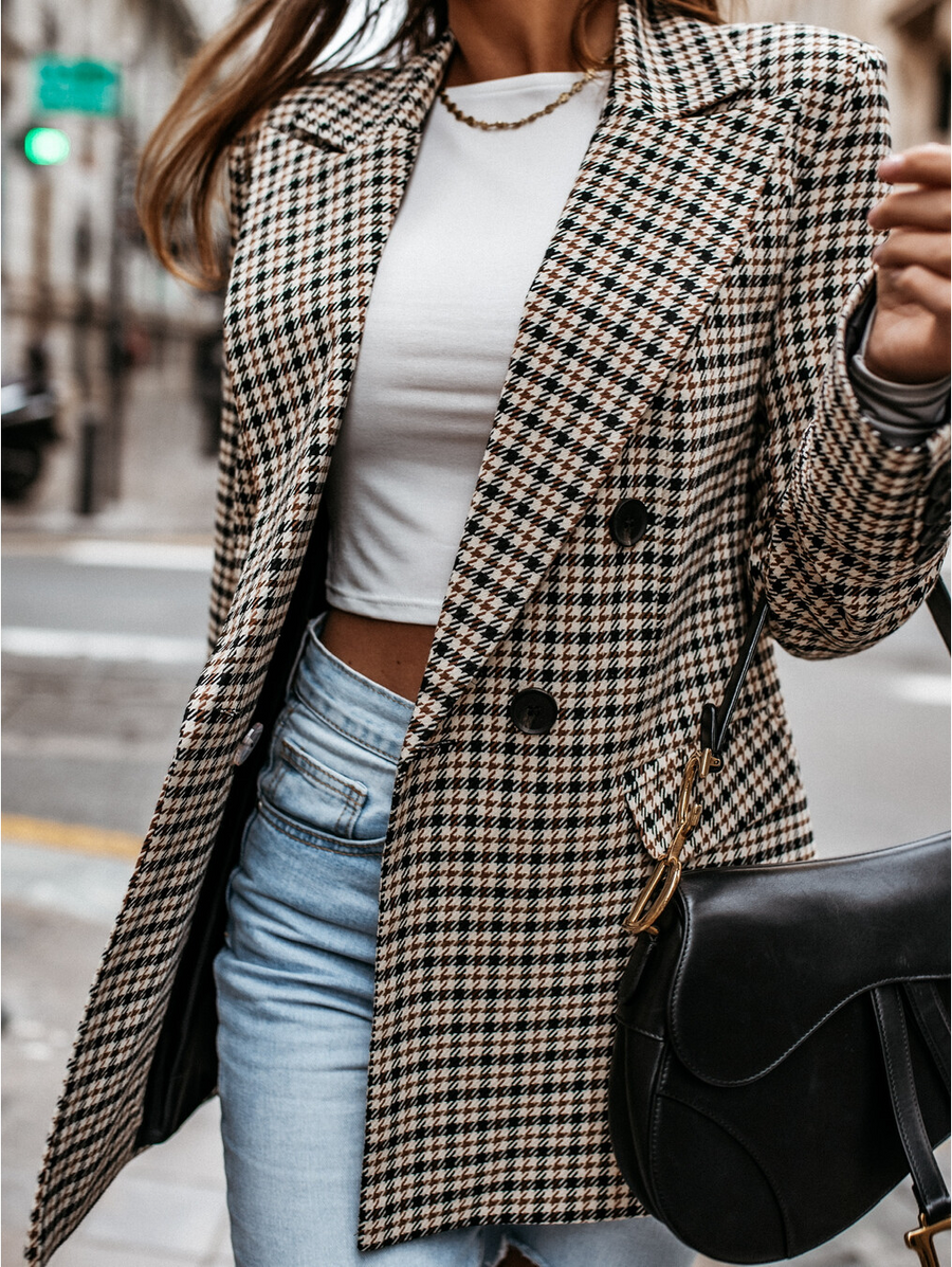 Classic Plaid Tailored Blazer-MODAUTLET