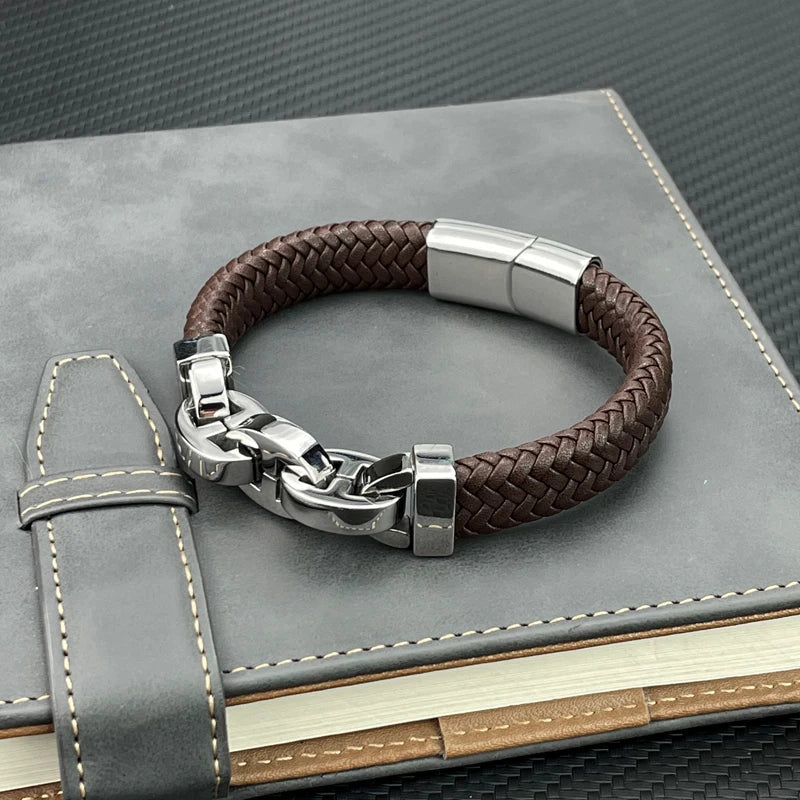 Braided Leather Bracelet for Stylish Elegance-MODAUTLET