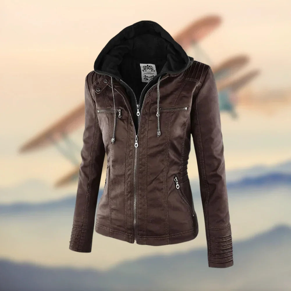 Classic Refined Leather Jacket Coffee
