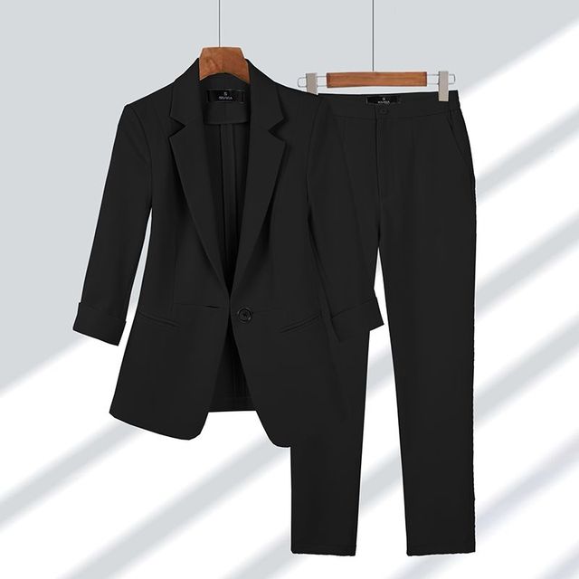 Women's Blazer And Trouser Set For Office And Events Black Set